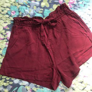 H&M Burgundy Flowy Shorts